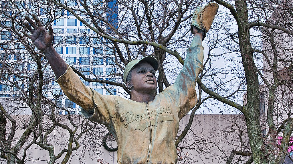 Police hunt thieves who stole and burned statue of baseball hero Jackie